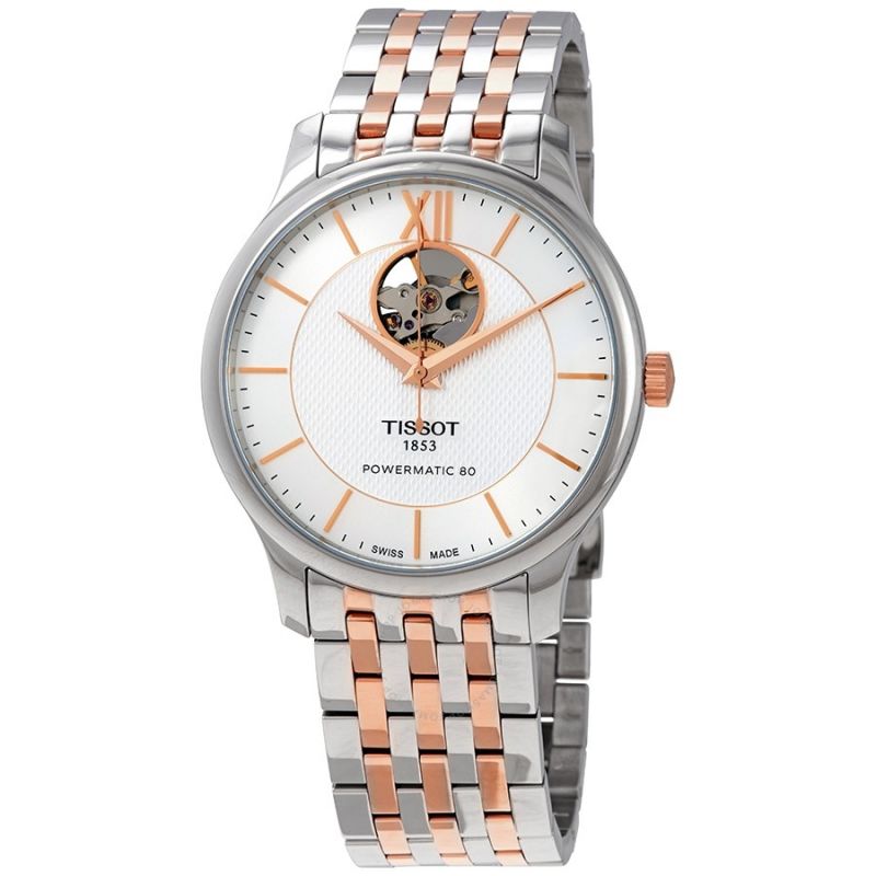 Tissot Tradition Powermatic 80 Open Heart Silver Dial Two Tone Steel Strap Watch For Men - T063.907.22.038.01 Buy Now By Tissot