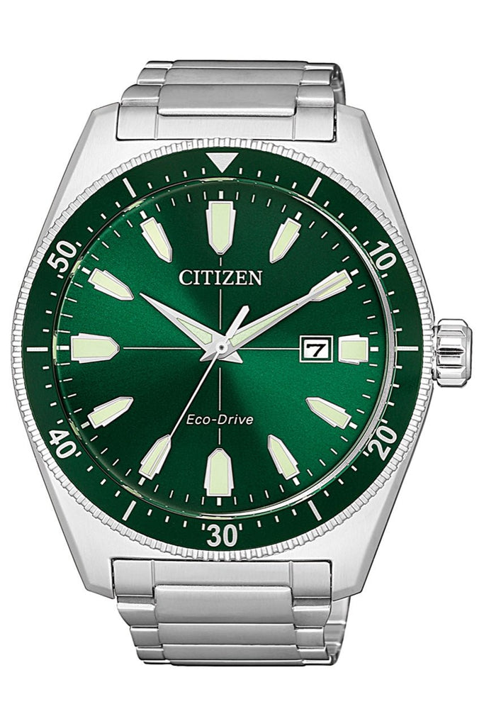 Citizen Eco Drive Vintage Green Dial Silver Steel Strap Watch For Men - AW1598-70X Buy Now By Citizen