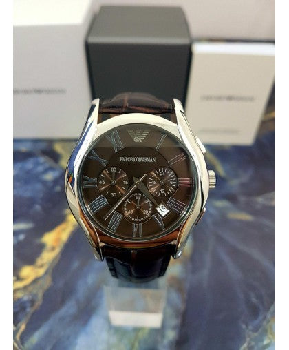Emporio Armani Valente Chronograph Brown Dial Brown Leather Strap Watch For Men - AR0671 Buy Now By Emporio Armani