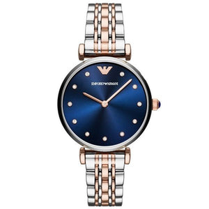 Emporio Armani Gianni T Bar Crystal Blue Dial Two Tone Steel Strap Watch For Women - AR11092 Buy Now By Emporio Armani