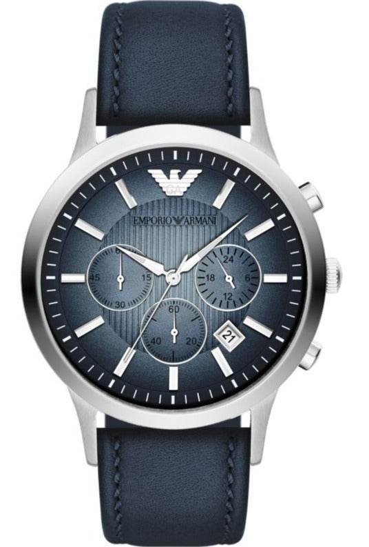 Emporio Armani Classic Chronograph Blue Dial Blue Leather Strap Watch For Men - AR2473 Buy Now By Emporio Armani
