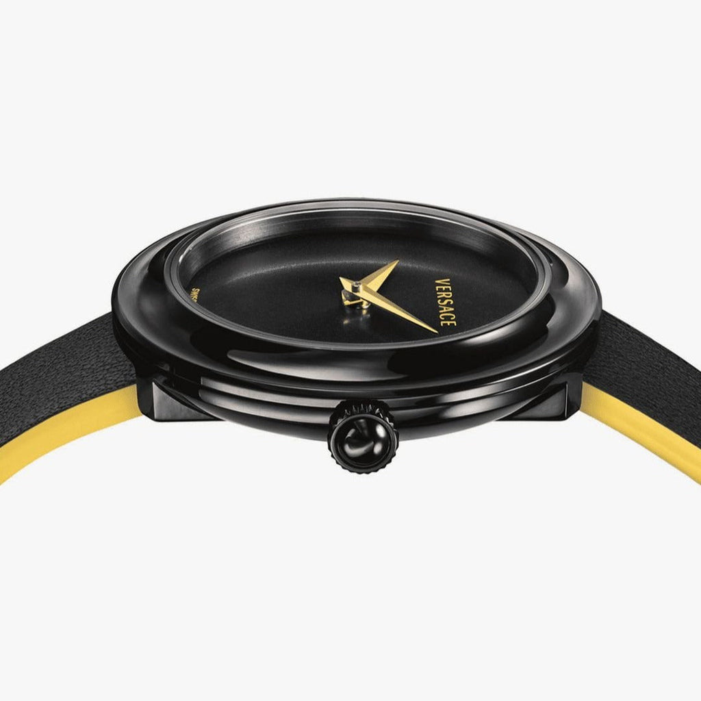 Versace V-Flare Quartz Black Dial Black Leather Strap Watch for Women - VEBN00518 Buy Now By Versace