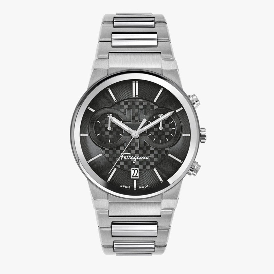 Salvatore Ferragamo Sapphire Chrono Black Dial Silver Steel Strap Watch for Men - SFME00321 Buy Now By Salvatore Ferragamo