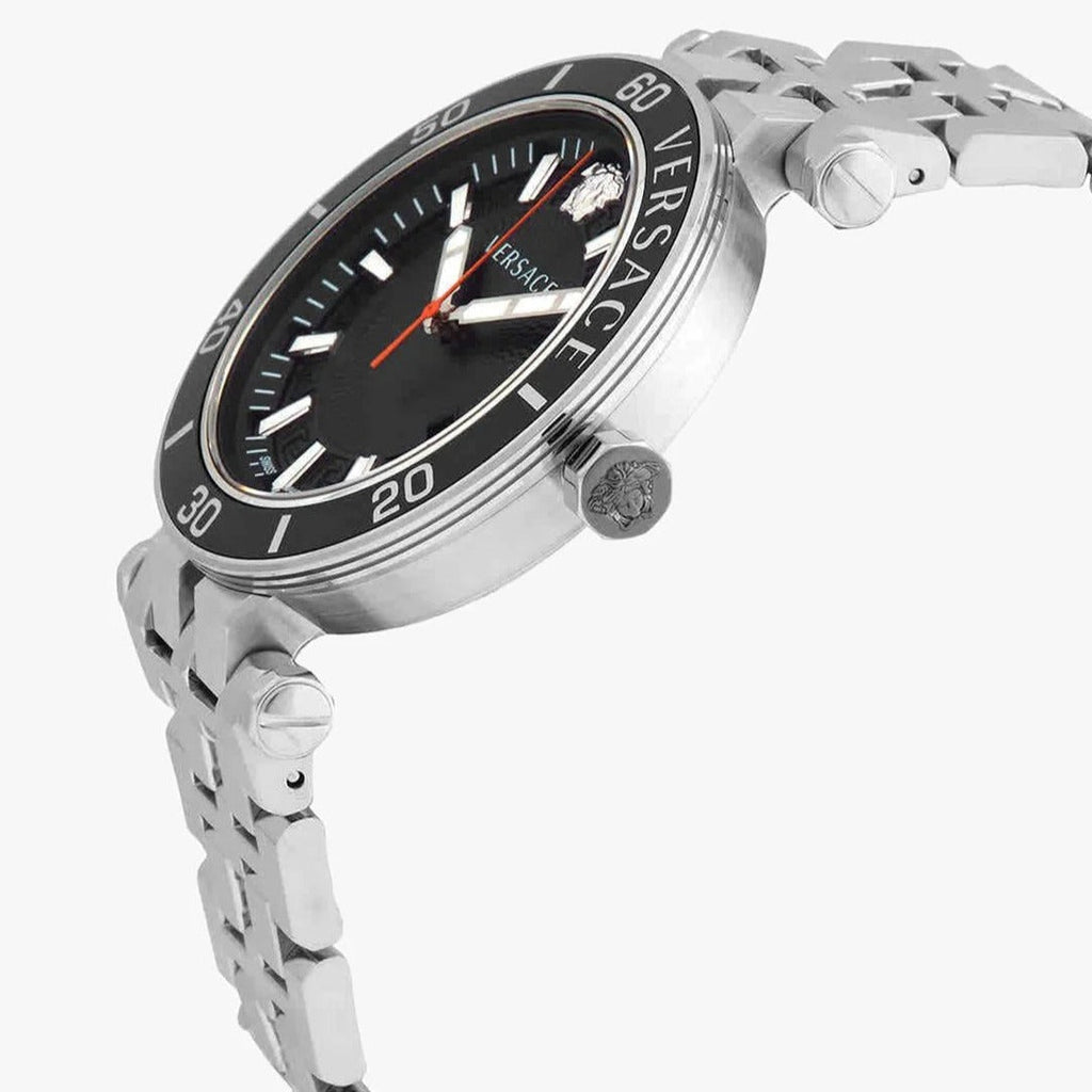 Versace Greca Sport Quartz Black Dial Silver Steel Strap Watch For Men - VEZ300321 Buy Now By Versace