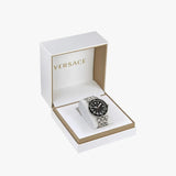 Versace Greca Sport Quartz Black Dial Silver Steel Strap Watch For Men - VEZ300321 Buy Now By Versace