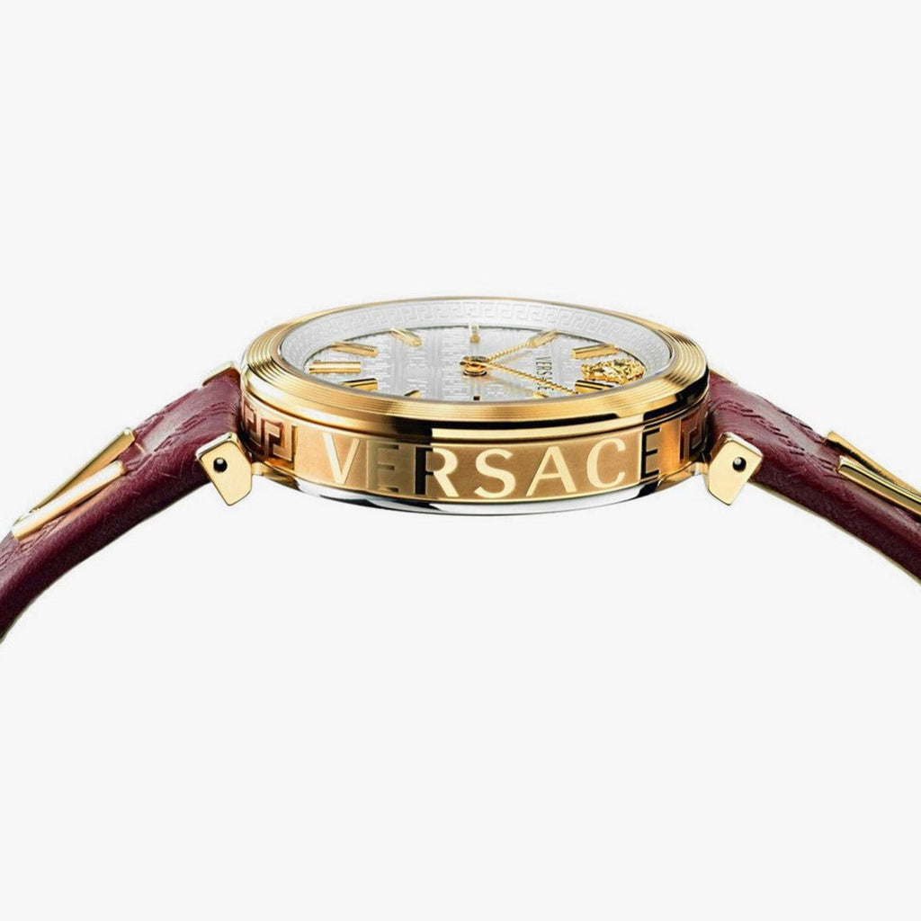 Versace V-Twist Silver Dial Red Leather Strap Watch for for Women - VELS00519 Buy Now By Versace
