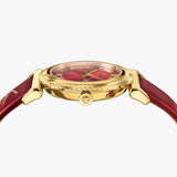 Versace V-Motif Red Dial Red Leather Strap Watch for Women - VERE00418 Buy Now By Versace