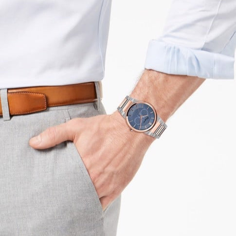 Salvatore Ferragamo Sapphire Blue Dial Two Tone Steel Strap Watch for Men - SFHP007-20 Buy Now By Salvatore Ferragamo