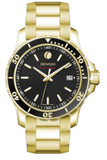 Movado Series 800 Black Dial Gold Steel Strap Watch For Men - 2600145 Buy Now By Movado