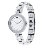 Movado Sapphire Diamonds Silver Dial Silver Steel Strap Watch For Women - 606814 Buy Now By Movado