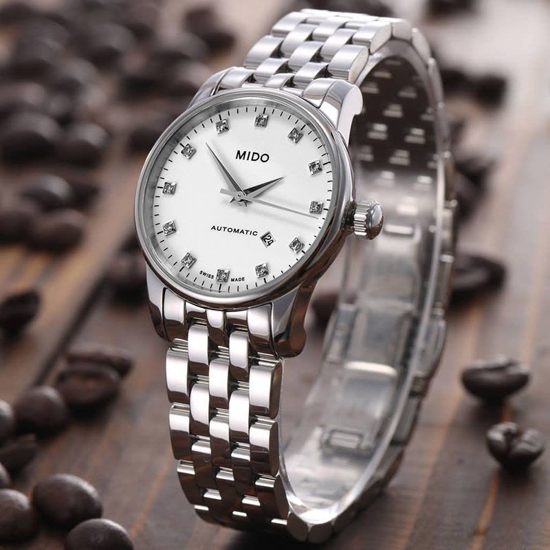 Mido Baroncelli III Automatic Diamonds White Dial Silver Steel Strap Watch For Women - M7600.4.66.1 Buy Now By Mido