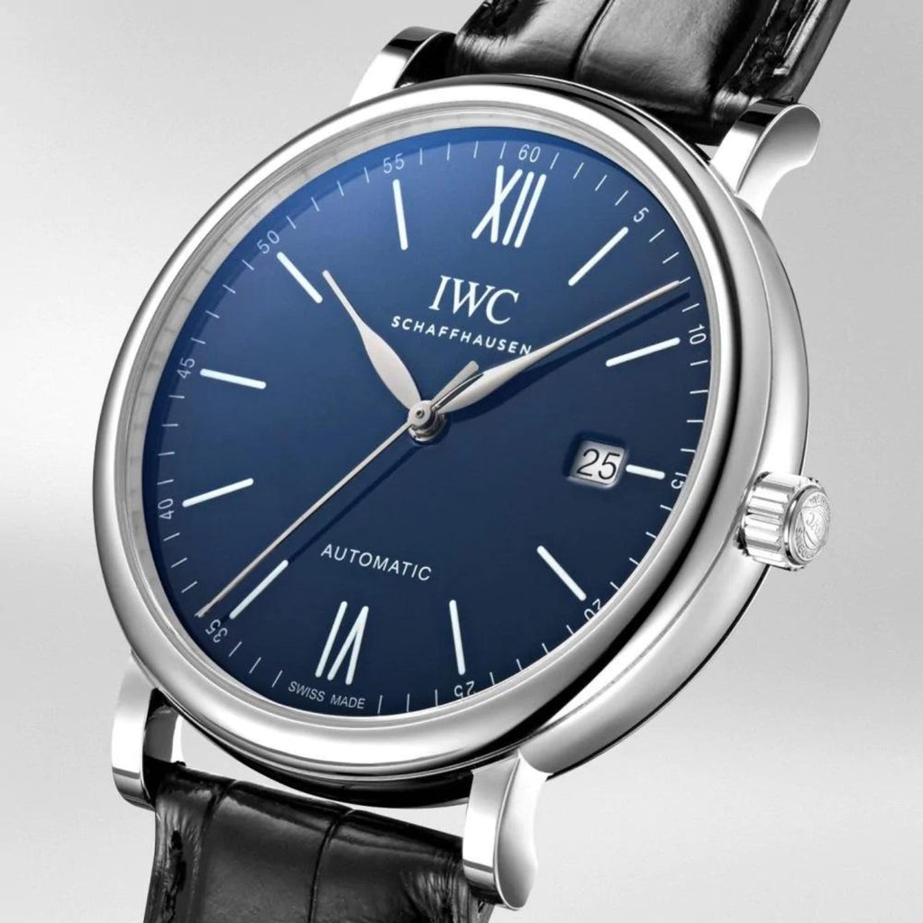 IWC Portofino '150 Years Edition' Automatic Blue Dial Black Leather Strap Watch for Men - IW356518 Buy Now By IWC