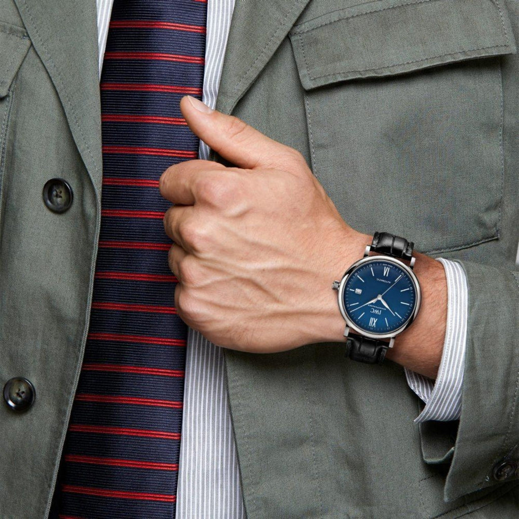 IWC Portofino '150 Years Edition' Automatic Blue Dial Black Leather Strap Watch for Men - IW356518 Buy Now By IWC