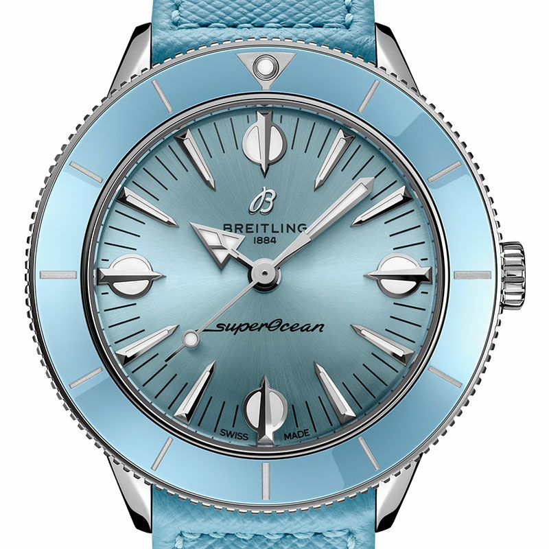 Breitling Superocean Heritage '57 Pastel Paradise Blue Dial Blue Leather Strap Watch for Women - A10340161C1X1 Buy Now By Breitling