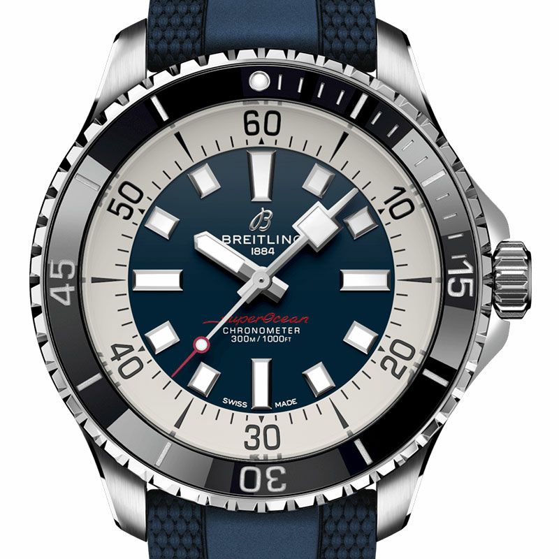 Breitling Superocean Automatic 44 Blue Dial Blue Rubber Strap Watch for Men - A17376211C1S1 Buy Now By Breitling