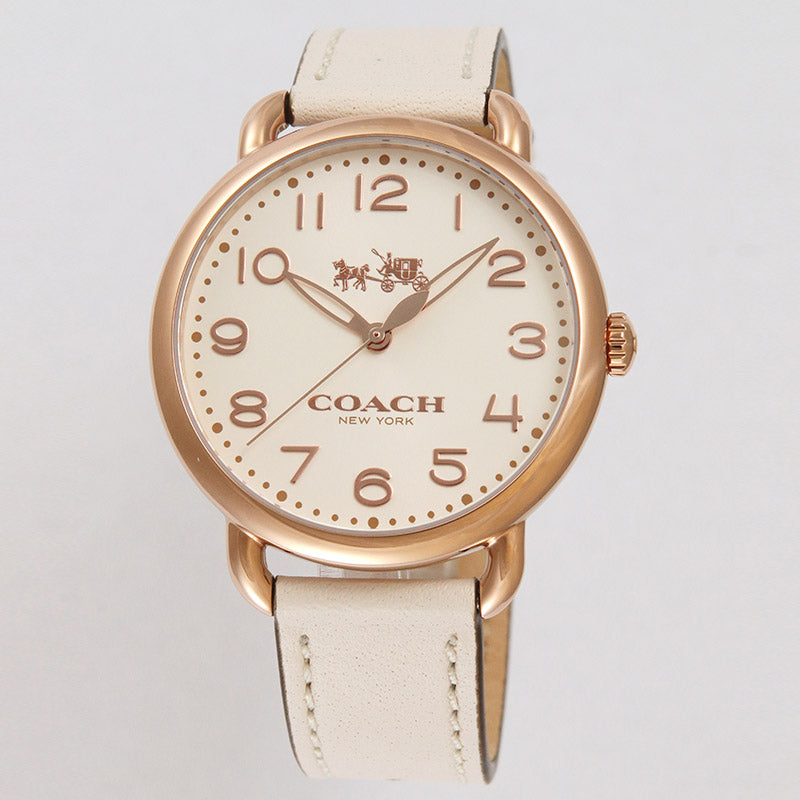 Coach Delancey White Dial White Leather Strap Watch for Women - 14502716 Buy Now By Coach