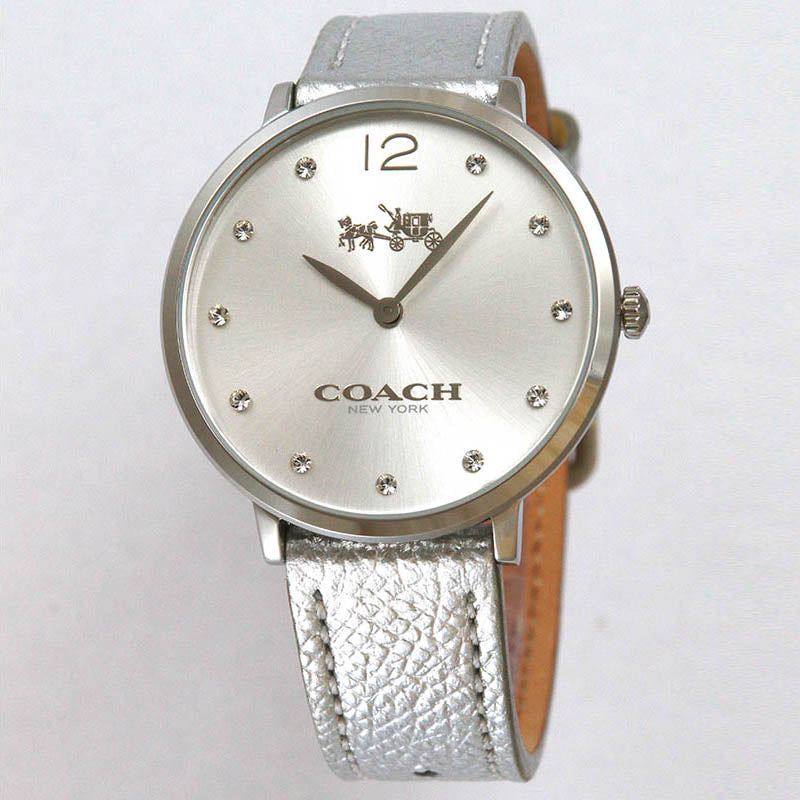 Coach Slim Easton Silver Dial Silver Leather Strap Watch for Women - 14502685 Buy Now By Coach
