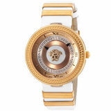 Versace V Metal Icon Gold Dial White & Gold Strap Watch for Women - VLC040014 Buy Now By Versace