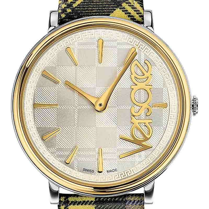 Versace V-Circle The Clans Edition Silver Dial Multicolor Leather Strap Watch for Women - VE8100118 Buy Now By Versace