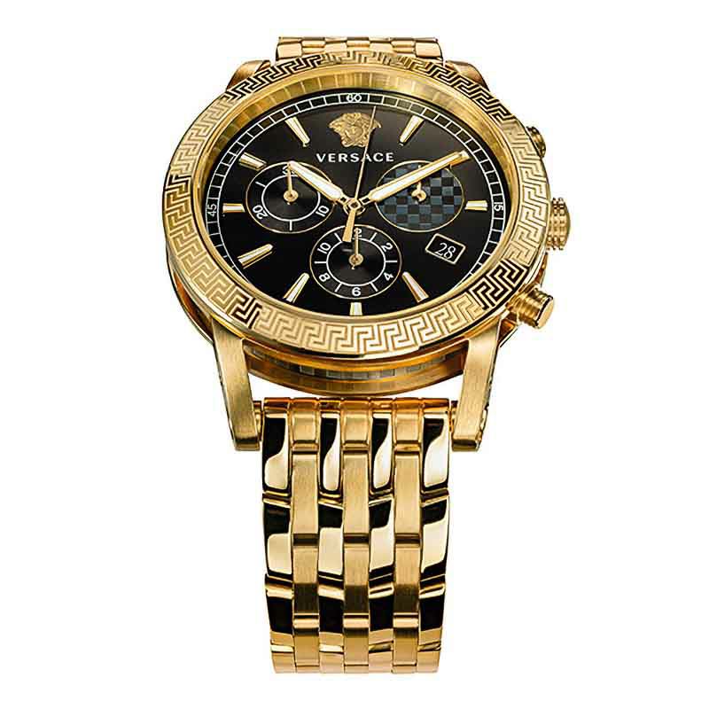 Versace Sport Tech Chronograph Black Dial Gold Steel Strap Watch for Men - VELT00419 Buy Now By Versace