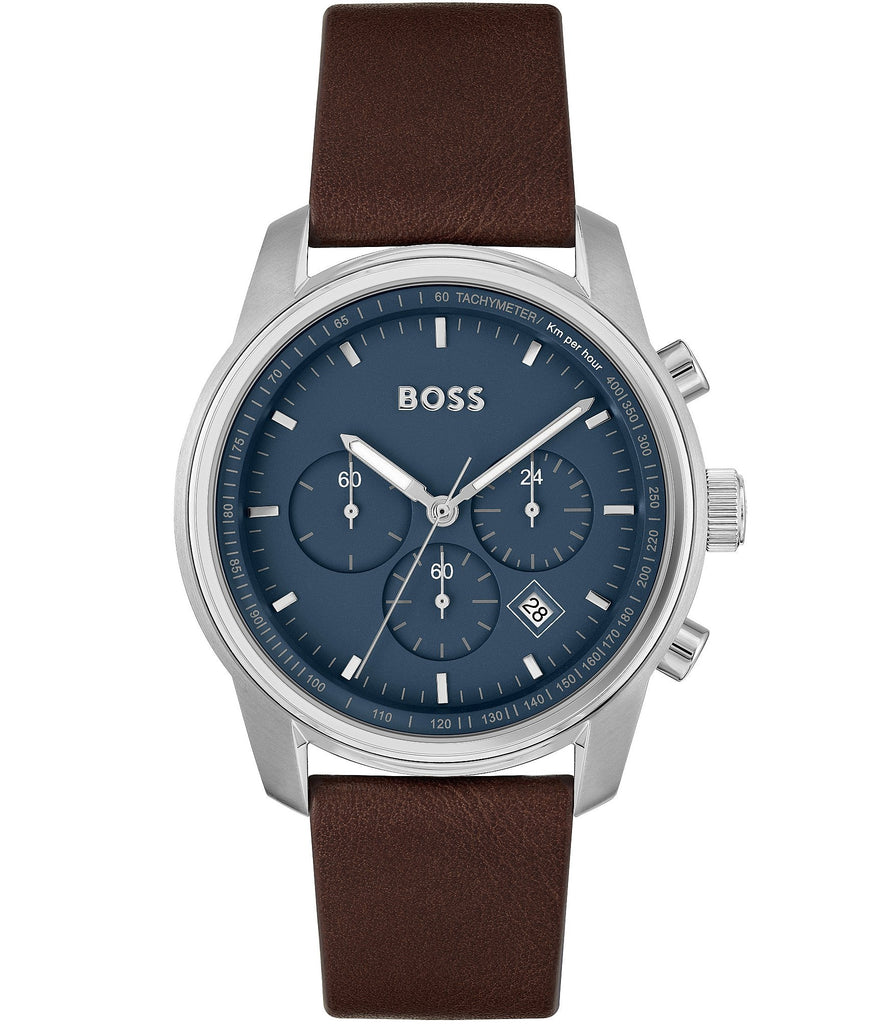 Hugo Boss Attitude Blue Dial Brown Leather Strap Watch for Men - 1513606 Buy Now By Hugo Boss