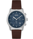 Hugo Boss Attitude Blue Dial Brown Leather Strap Watch for Men - 1513606 Buy Now By Hugo Boss