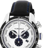 Versace V-Ray Quartz Silver Dial Black Leather Strap Watch for Men - VDB010014 Buy Now By Versace
