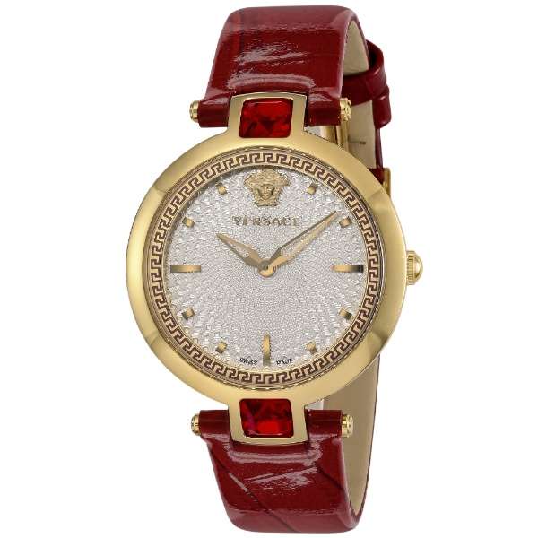 Versace Crystal Gleam White Dial Red Leather Strap Watch For Women - VAN040016 Buy Now By Versace