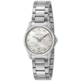 Gucci G Timeless Diamonds Mother of Pearl Dial Silver Steel Strap Watch For Women - YA126542 Buy Now By Gucci