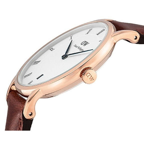 Daniel Wellington Dapper St Mawes White Dial Brown Leather Strap Watch For Women - DW00100091 Buy Now By Daniel Wellington