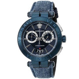 Versace Aion Chronograph Blue Dial Blue Leather Strap Watch for Men - VBR070017 Buy Now By Versace