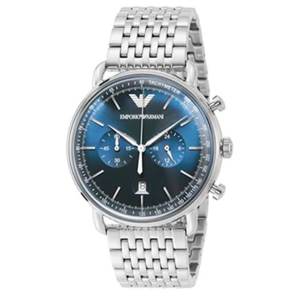 Emporio Armani Aviator Chronograph Blue Dial Silver Steel Strap Watch For Men - AR11238 Buy Now By Emporio Armani