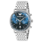 Emporio Armani Aviator Chronograph Blue Dial Silver Steel Strap Watch For Men - AR11238 Buy Now By Emporio Armani