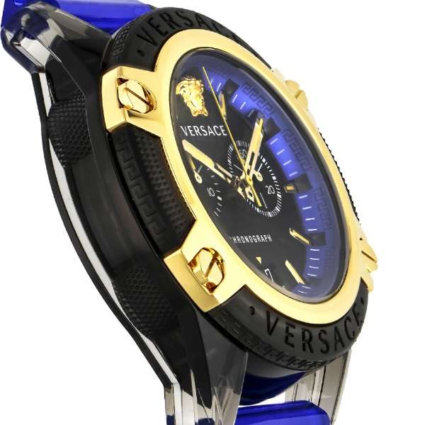 Versace Icon Active Chronograph Black Dial Blue Rubber Strap Watch For Men VEZ700521 Buy Now By Versace