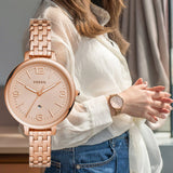 Fossil Jacqueline Rose Gold Dial Rose Gold Steel Strap Watch for Women - ES3970 Buy Now By Fossil