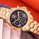 Michael Kors Bradshaw Chronograph Black Dial Gold Steel Strap Watch For Women - MK6959 Buy Now By Michael Kors