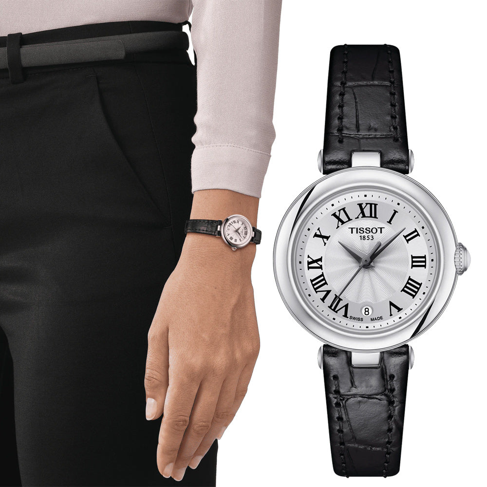 Tissot Bellissima Small Lady Silver Dial Black Leather Strap Watch For Women - T126.010.16.013.00 Buy Now By Tissot