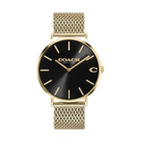Coach Charles Black Dial Gold Mesh Bracelet Watch for Men - 14602440 Buy Now By Coach
