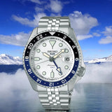 Seiko 5 Sports SKX GMT Automatic Sky Blue Dial Silver Steel Strap Watch For Men - SSK033K1 Buy Now By Seiko