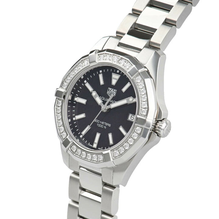 Tag Heuer Aquaracer Quartz Diamonds Black Dial Silver Steel Strap Watch for Women - WAY131P.BA0748 Buy Now By Tag Heuer