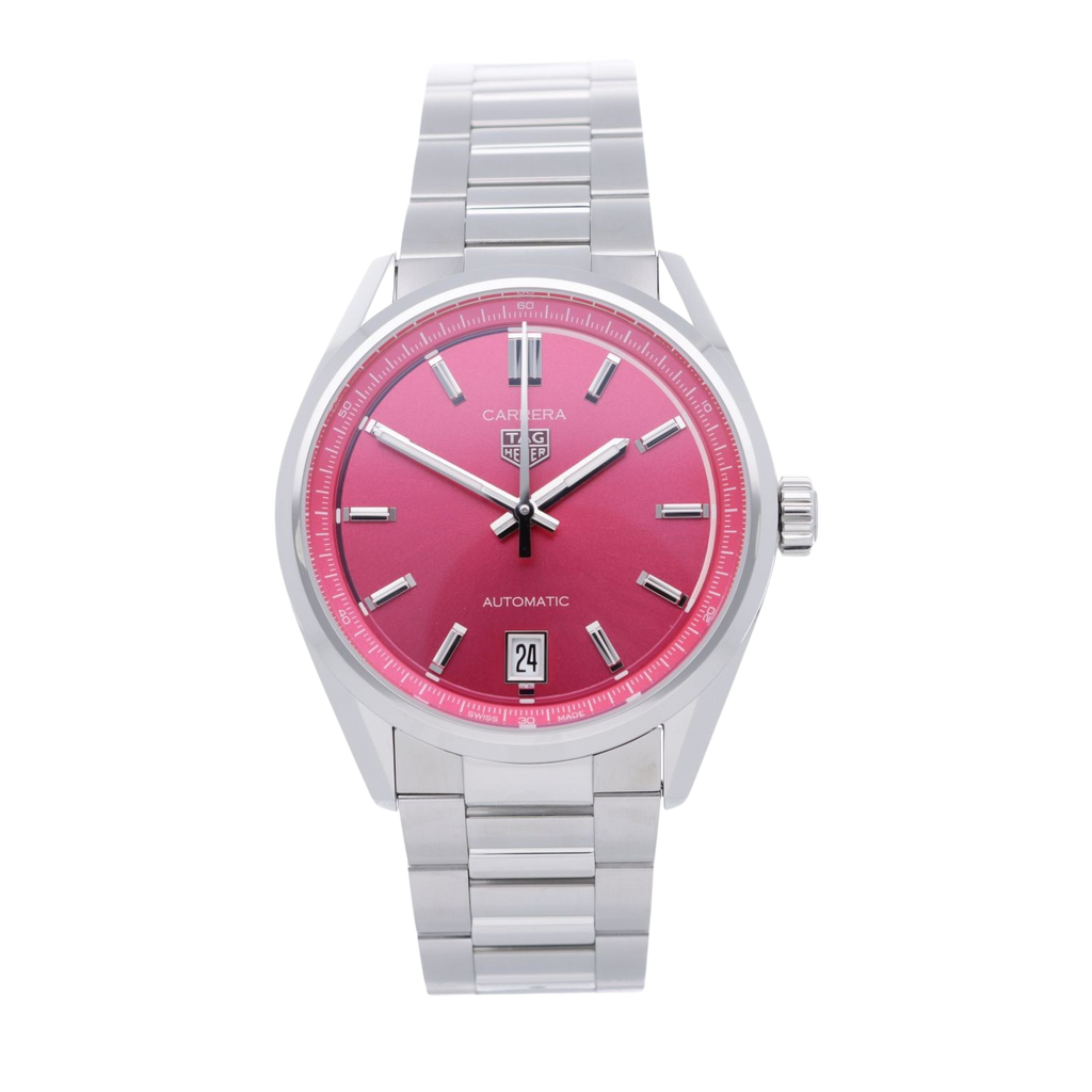 Tag Heuer Carrera Date Automatic 18K Pink Dial Silver Steel Strap Watch for Women - WBN2313.BA0001 Buy Now By Tag Heuer