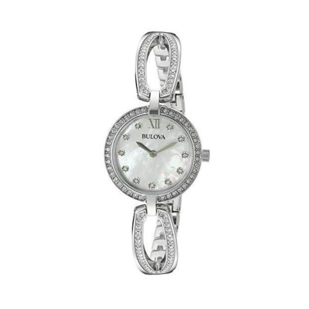 Bulova Crystal Collection Mother of Pearl Dial Silver Steel Strap Watch for Women - 96L223 Buy Now By Bulova