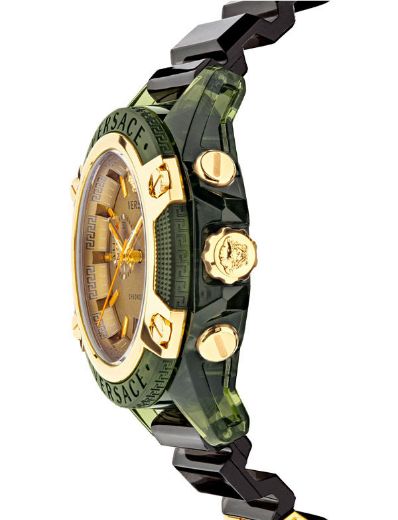 Versace Icon Active Chronograph Gold Dial Black Silicone Strap Watch For Men - VEZ700321 Buy Now By Versace