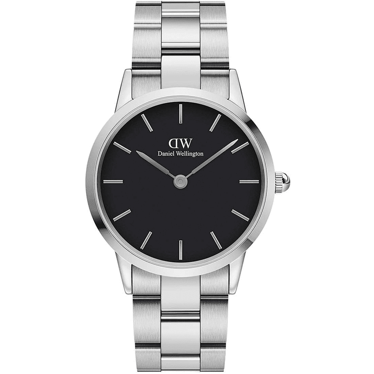 Daniel Wellington Iconic Link Black Dial Silver Steel Strap Watch For Women - DW00100208 Buy Now By Daniel Wellington