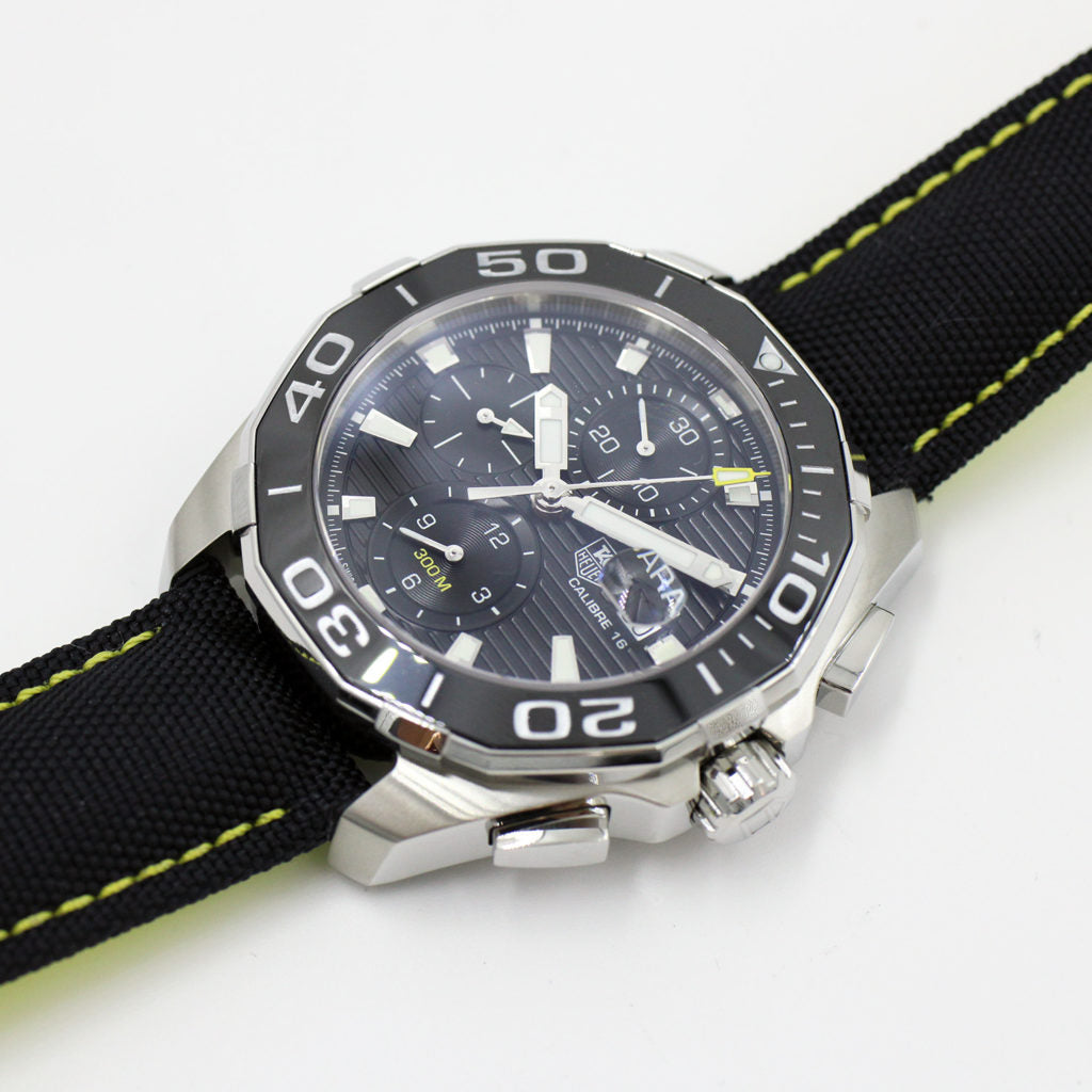 Tag Heuer Aquaracer Automatic Chronograph Black Dial Black Nylon Strap Watch for Men - CAY211A.FC6361 Buy Now By Tag Heuer