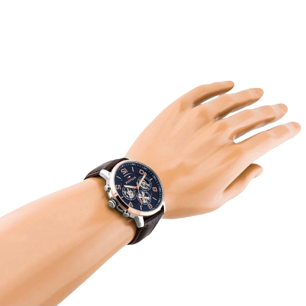 Tommy Hilfiger Keagan Chronograph Blue Dial Brown Leather Strap Watch for Men - 1791290 Buy Now By Tommy Hilfiger