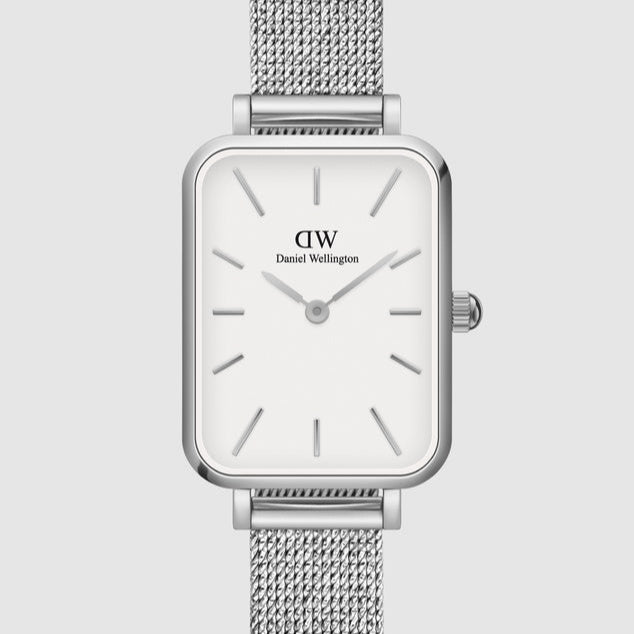 Daniel Wellington Quadro Sterling White Dial Silver Mesh Strap Watch For Women - DW00100438 Buy Now By Daniel Wellington