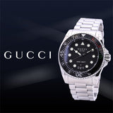 Gucci Dive Analog Black Dial Silver Steel Strap Watch For Men - YA136208 Buy Now By Gucci