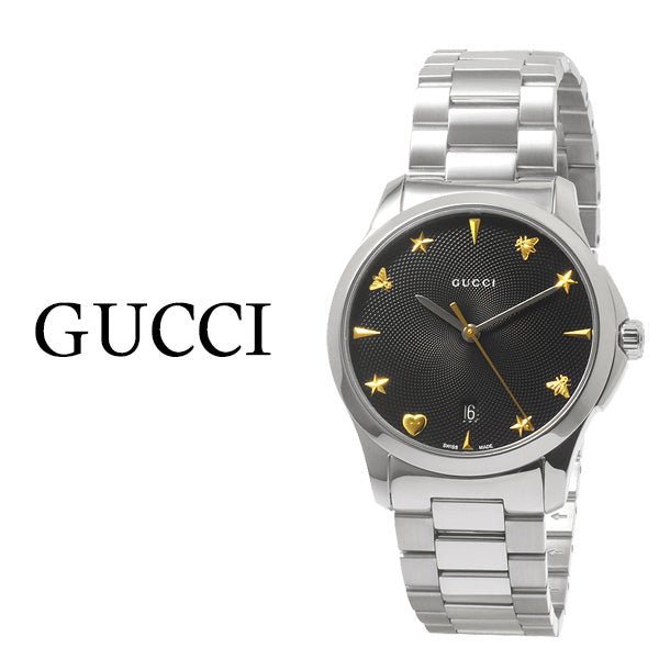 Gucci G Timeless Black Dial Silver Steel Strap Watch For Women - YA1264029 Buy Now By Gucci