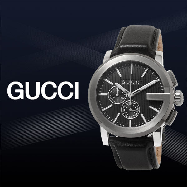 Gucci G Chrono Black Dial Black Leather Strap Watch For Men - YA101205 Buy Now By Gucci